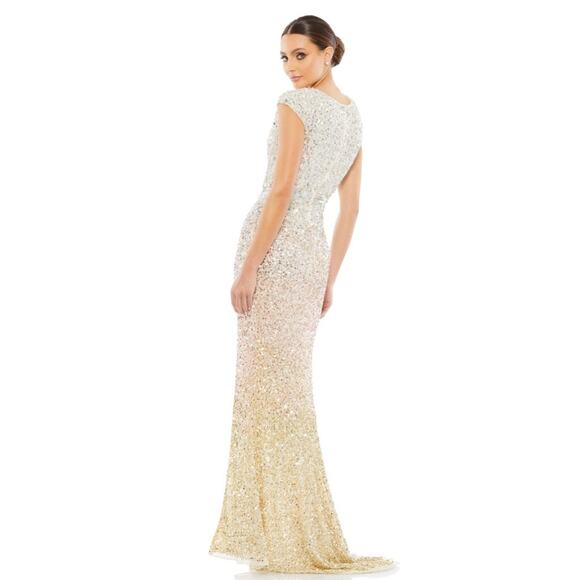 Mac Duggal Sequin Gown Cream Ombre Size 14 New Retails $398 - Picture 2 of 6